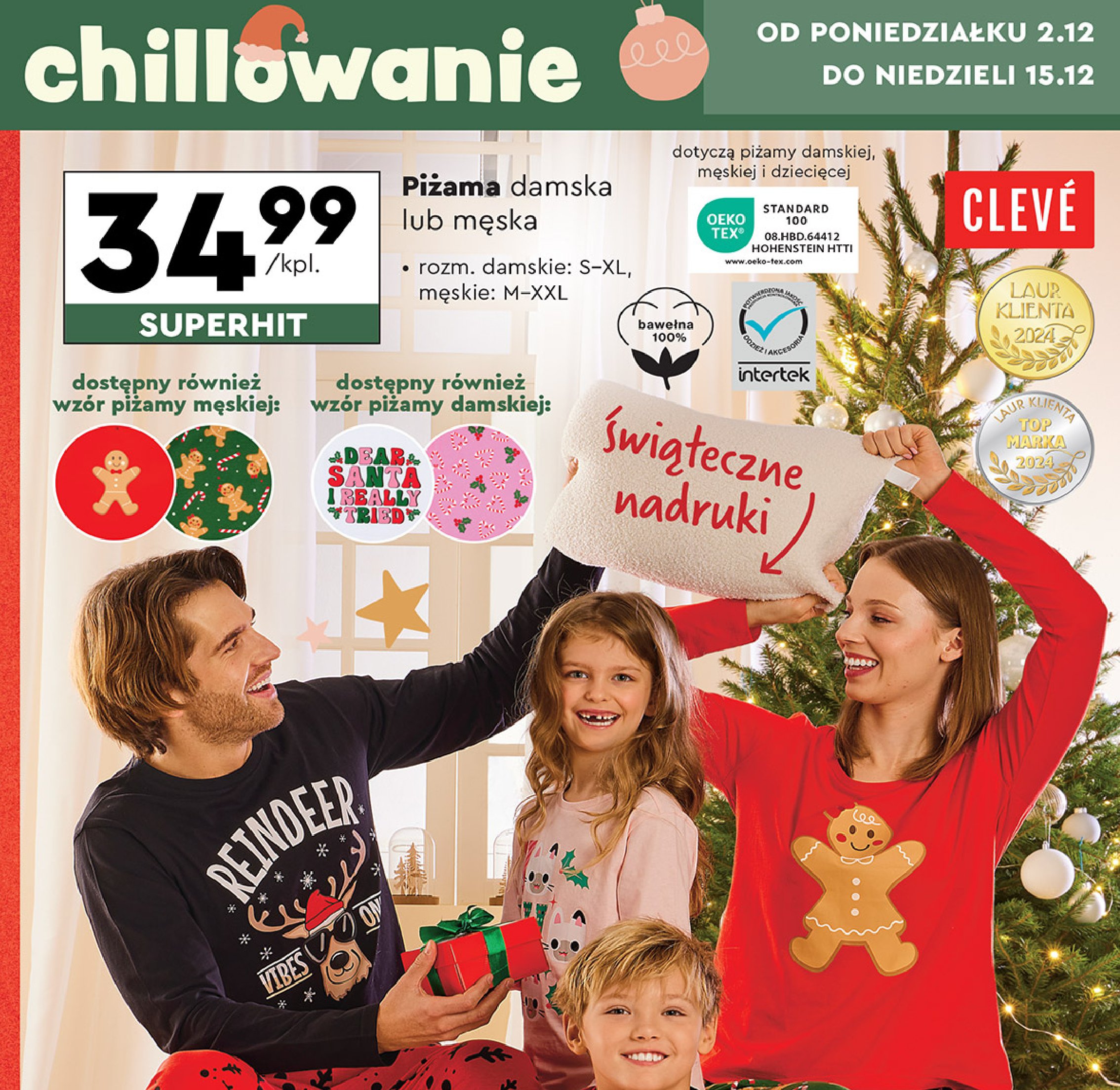 Piżama damska świąteczna s-xl Cleve promocja