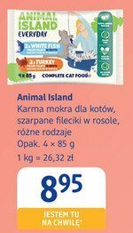 Karma Animal Island karma mokra dla kotów, szarpaniec fileciki w rosole, różne rodzaje promocja w Drogerie DM