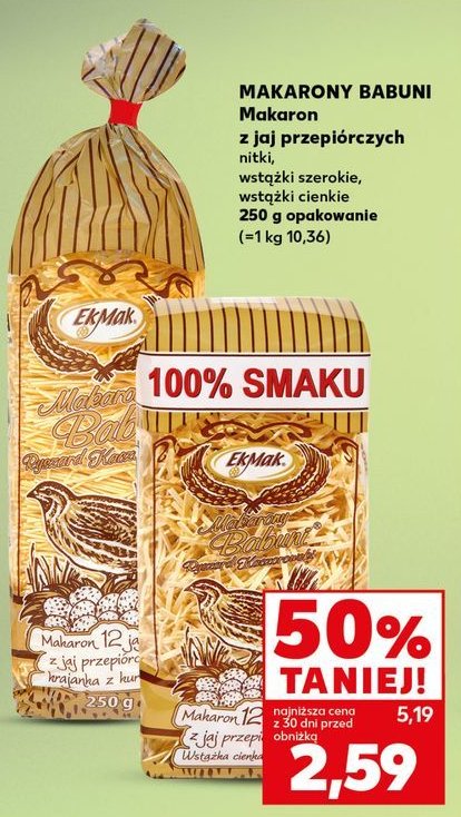 Makaron z jaj przepi贸rczych wst膮偶ka cienka Eko-mak promocja