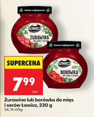 Żurawina lub borówka do mięs i serów Łowicz, 230 g promocja w Biedronka
