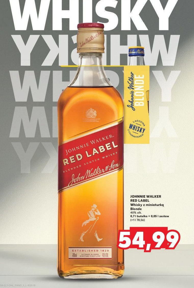 Whisky + miniaturka Johnnie walker red label promocja w Kaufland