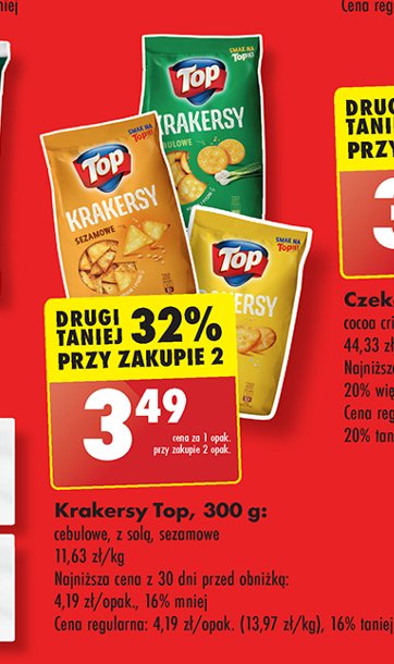 Krakersy solone Top pub Top (biedronka) promocja