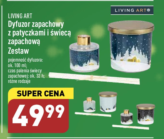 Dyfuzor zapachowy z patyczkami i świecą Living art promocja