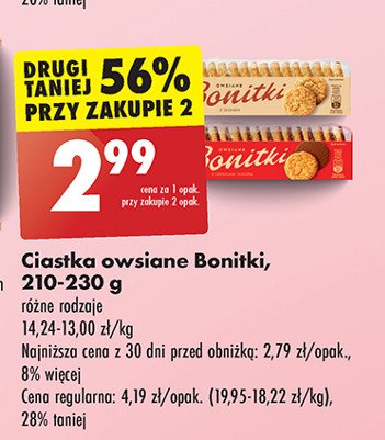 Ciastka owsiane z czekoladą mleczną Bonitki promocja