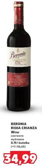 Wino BERONIA CRIANZA RIOJA DRY promocja w Kaufland