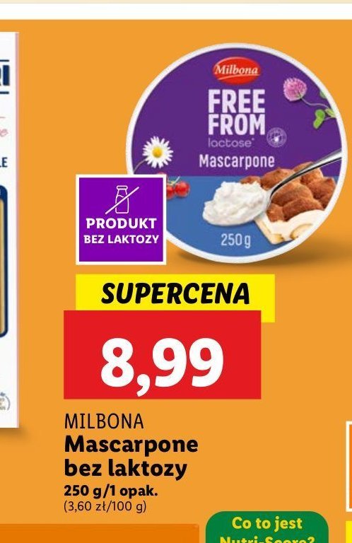 Mascarpone bez laktozy Milbona promocja