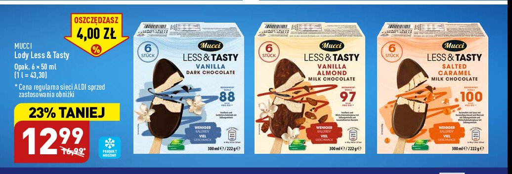 Lody vanilla Mucci less & tasty promocja