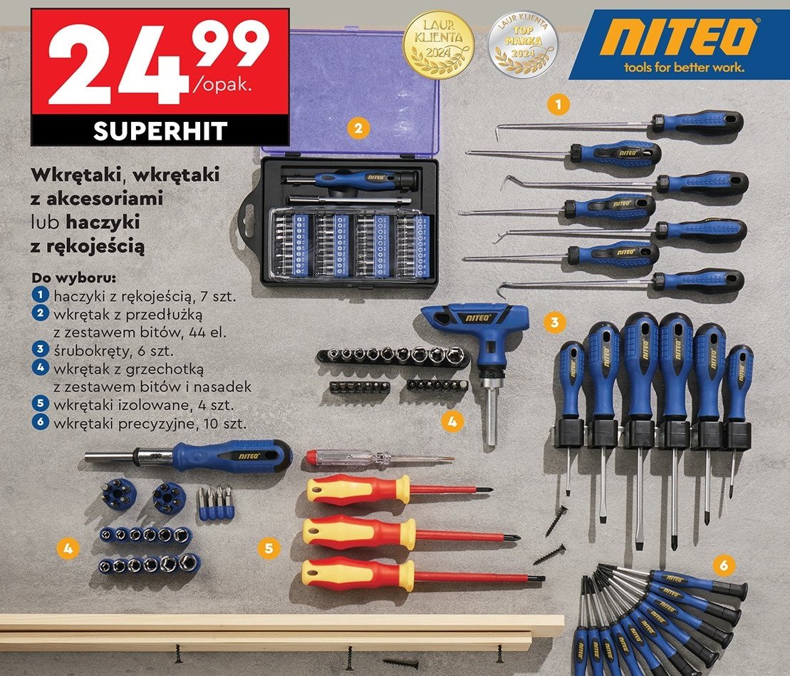 Haczyki z rękojeścią Niteo tools promocja w Biedronka