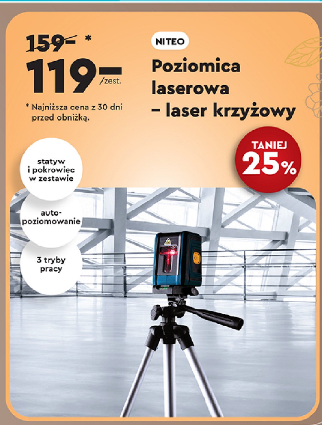 Poziomica krzyżowa Niteo tools promocja