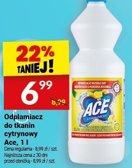 Odplamiacz do tkanin cytrynowy Ace, 1 l promocja w Twój Market