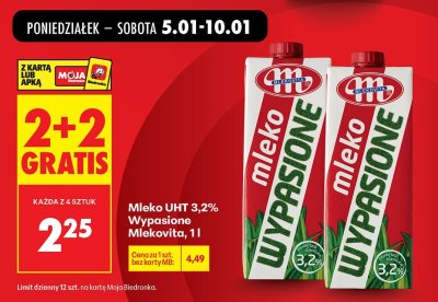 Mleko UHT 3,2% Wypasione Mlekovita promocja w Biedronka
