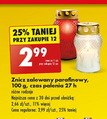 Znicz zalewany parafinowy 100 g promocja