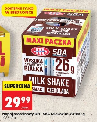 Napój proteinowy UHT SBA Mlekovita, 8x350 g promocja w Biedronka