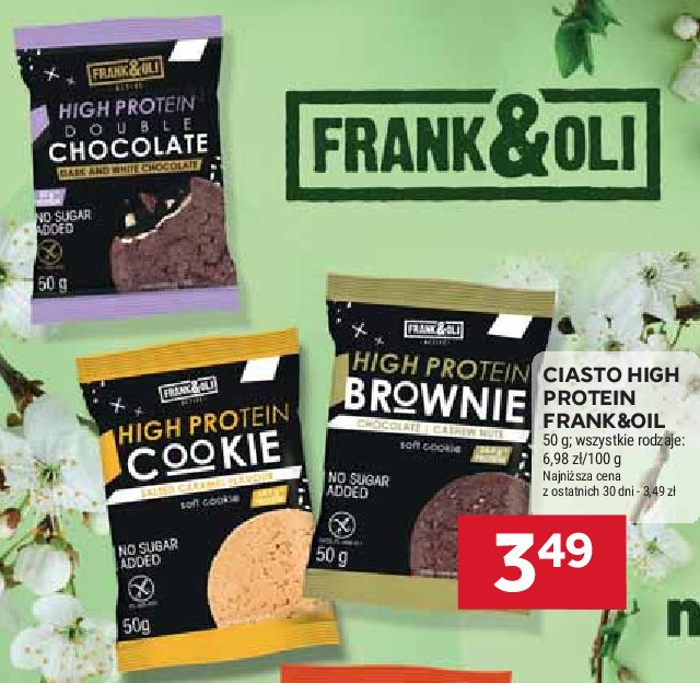 Ciastko proteinowe brownie Frank&oli promocja w Stokrotka