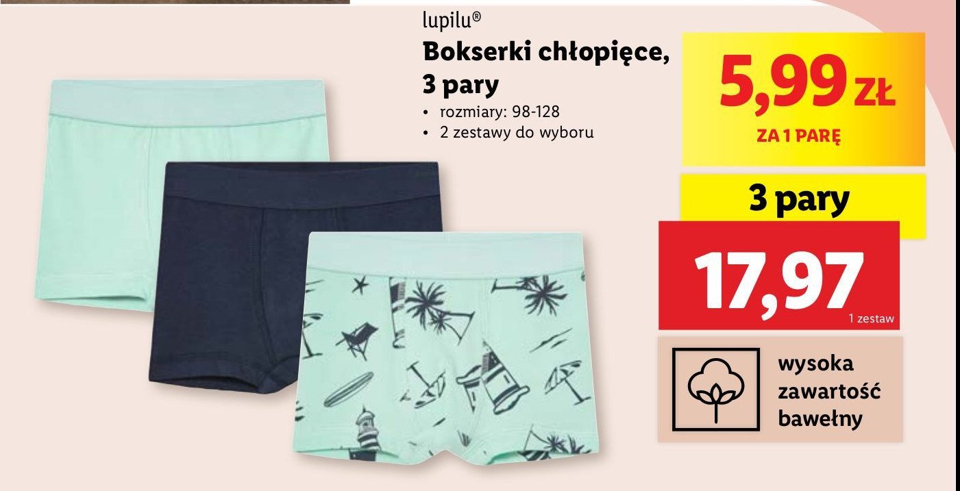 Bokserki chłopięce 98-128 cm Lupilu promocja w Lidl