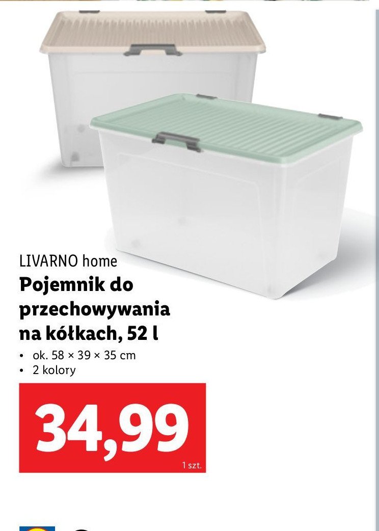 Pojemnik na kółkach 52 l LIVARNO HOME promocja w Lidl