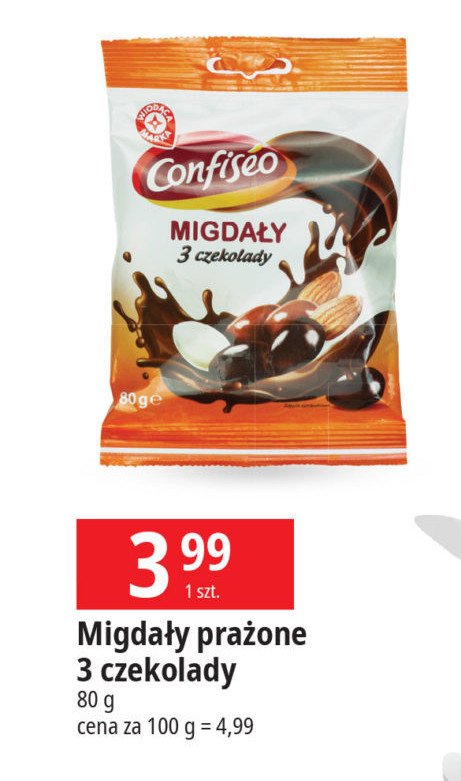 Migdały w czekoladzie mix Wiodąca marka confiseo promocja w Leclerc