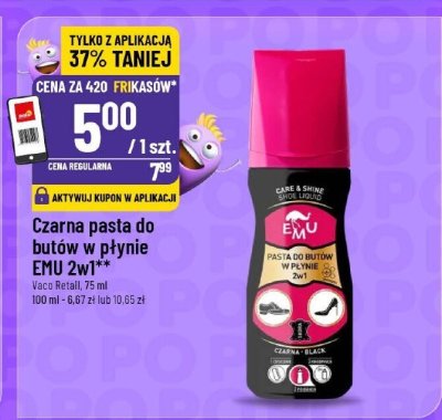 Czarna pasta do butów w płynie EMU 2w1 promocja w POLOmarket