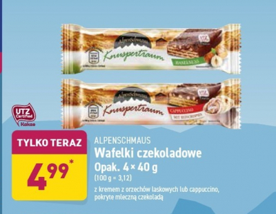 Wafle czekoladowe z nadzieniem cappuccino Alpenschmaus promocja