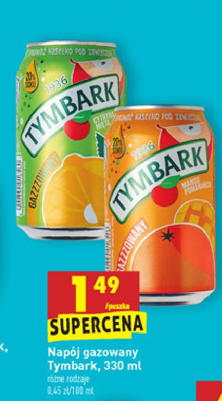 Napój cytryna - mięta Tymbark gazzzowana promocja