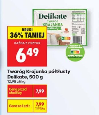 Twaróg Krajanka półtłusty, 500 g promocja w Biedronka