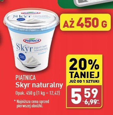 Jogurt typu islandzkiego naturalny Piątnica skyr promocja w Aldi