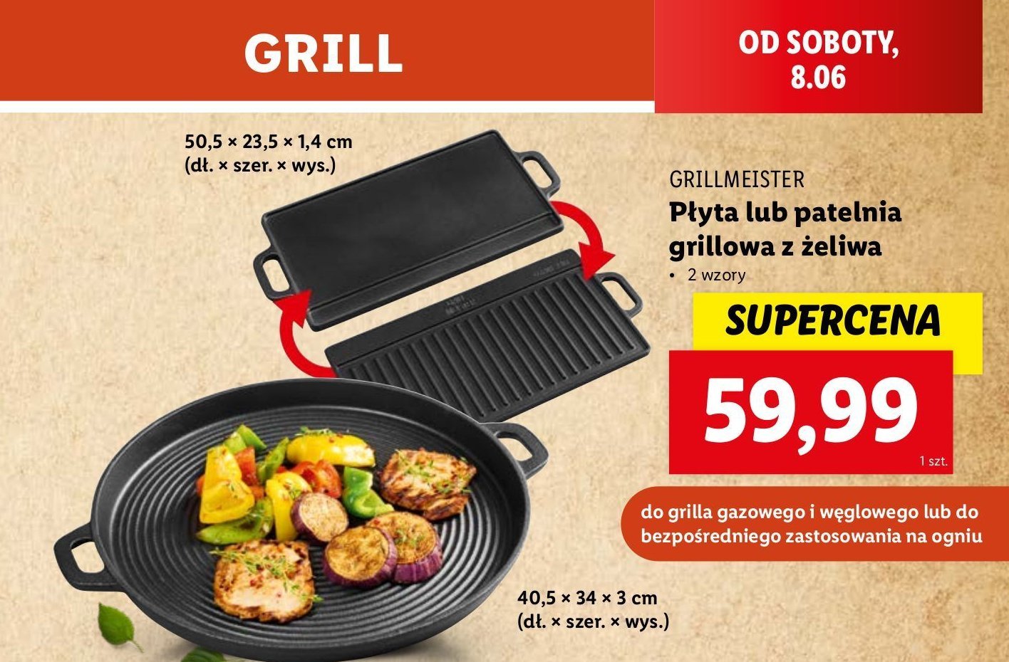 Płyta 50.5 x 23.5 x 1.4 cm Grill meister promocja