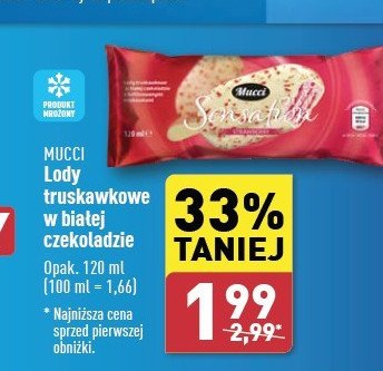 Lód truskawkowy w białej czekoladzie Mucci promocja