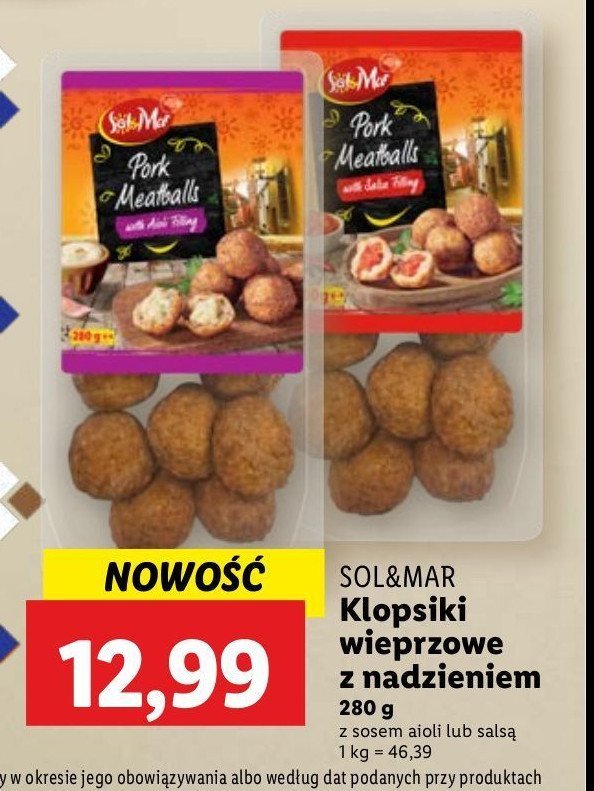 Klopsiki wieprzowe z nadzieniem z sosem aioli promocja w Lidl