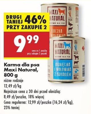 Karma dla psa jagnięcina wołowiną i burak Maxi natural promocja