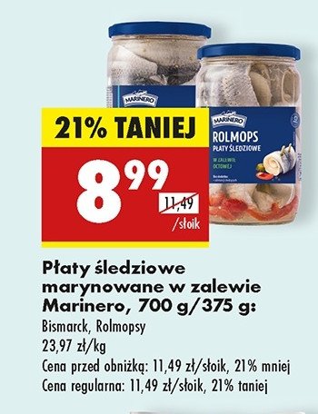 Filety śledziowe w zalecie octowej bismarck Marinero promocja