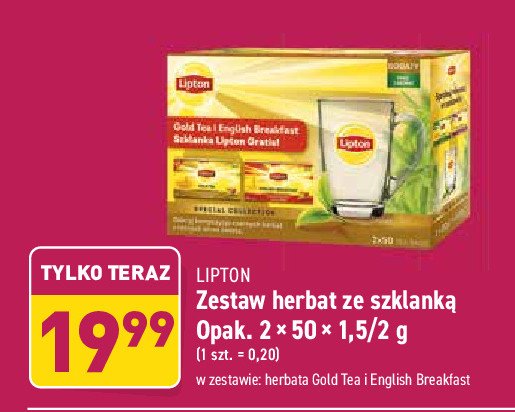 Zestaw herbat gold 50x + english breakfast 50x + kubek Lipton zestaw herbat promocja