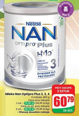 Mleko modyfikowane Nan Optipro Plus 2 promocja w Dino