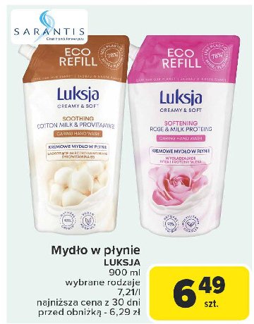 Mydło w płynie cotton milk & provitamin b5 Luksja creamy & soft promocja w Carrefour