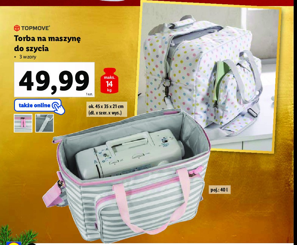 Torba na maszynę do szycia 45 x 35 x 21 cm Topmove promocja