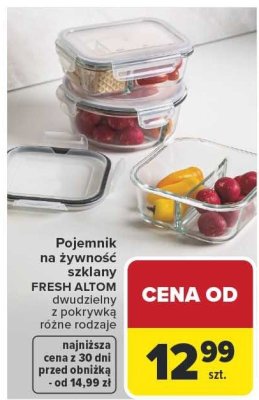 Pojemnik na żywność szklany FRESH BOX dwudzielny z pokrywką różne rodzaje promocja w Carrefour
