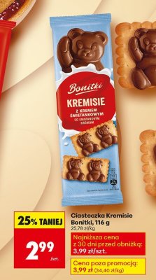 Ciasteczka Kremisie Bonitki z kremem śmietankowym  promocja w Biedronka