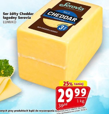 Ser żółty Cheddar łagodny Serovia Lumiko 1kg promocja w Prim Market