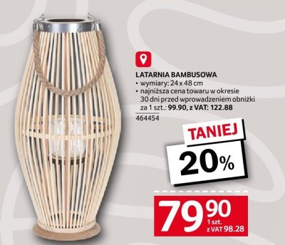 Latarnia bambusowa wymiary 24 x 48 cm promocja w Selgros