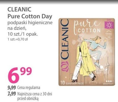 Podpaski higieniczne Cleanic Pure Cotton Day promocja w Hebe