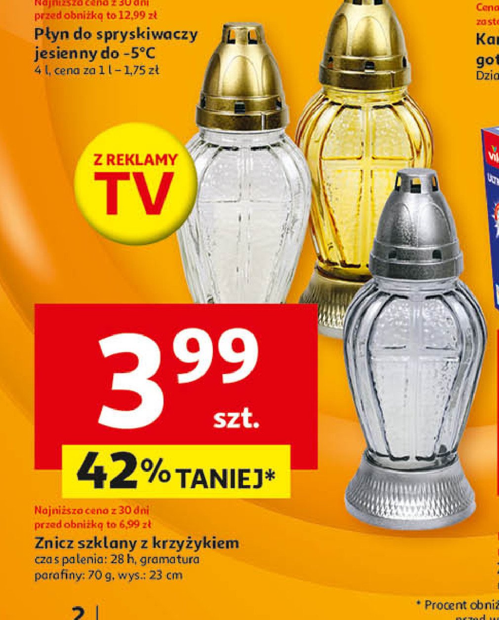 Znicz szklany z krzyżykiem promocja