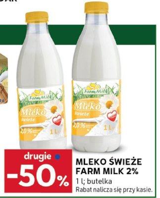 Mleko świeże 2% DRUGIE -50% Farm Milk promocja w Stokrotka