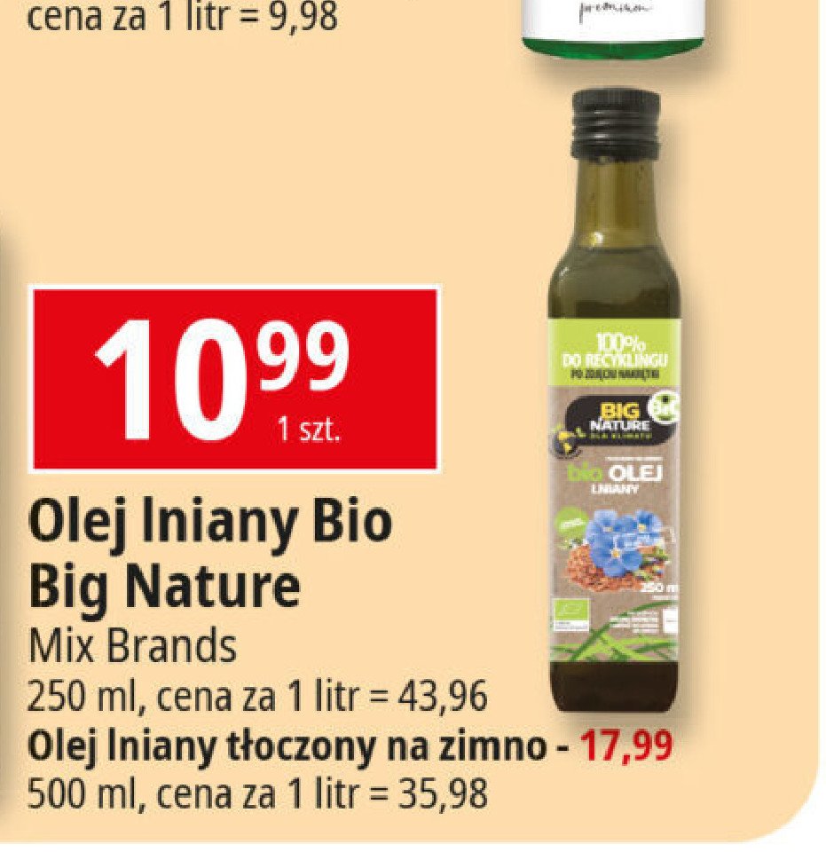 Olej lniany Big nature promocja