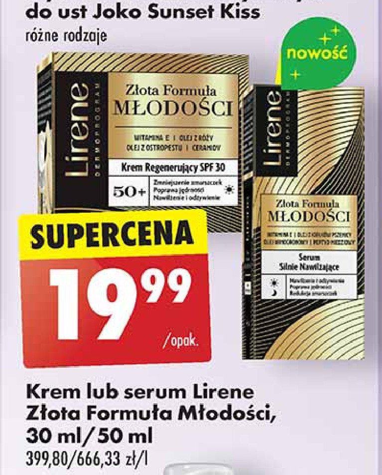 Krem do twarzy 50+ Lirene złota formuła młodości promocja w Biedronka