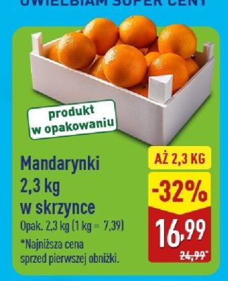Mandarynki 2,3 kg w skrzynce Aldi promocja w Aldi