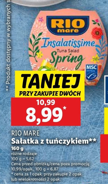 Sałatka z tuńczykiem spring Rio mare insalatissime promocja w Lidl