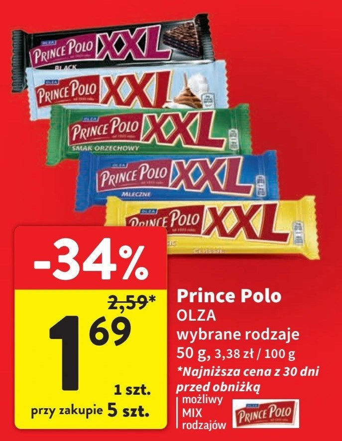 Wafelek orzechowy Prince polo xxl promocja