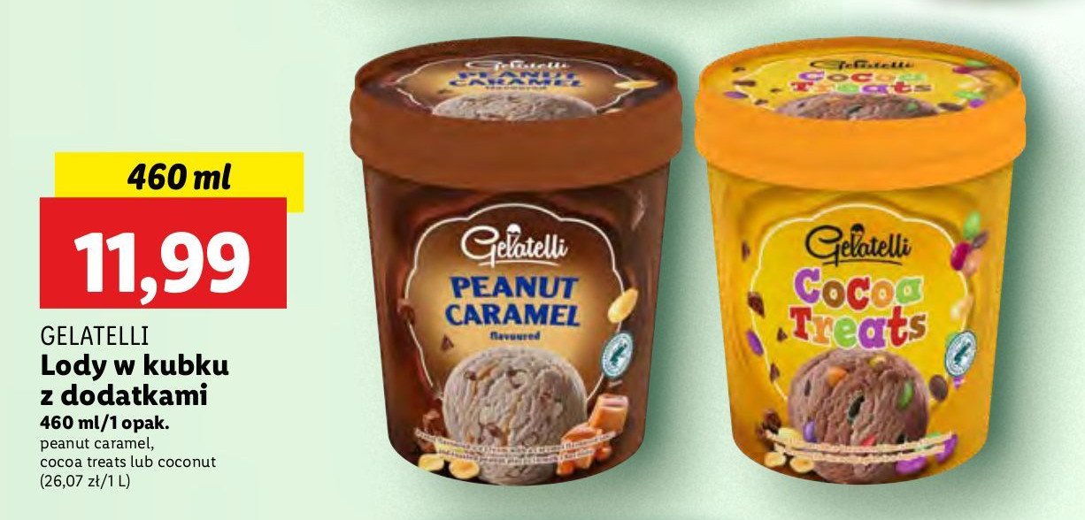 Lody cocoa treats Gelatelli promocja w Lidl