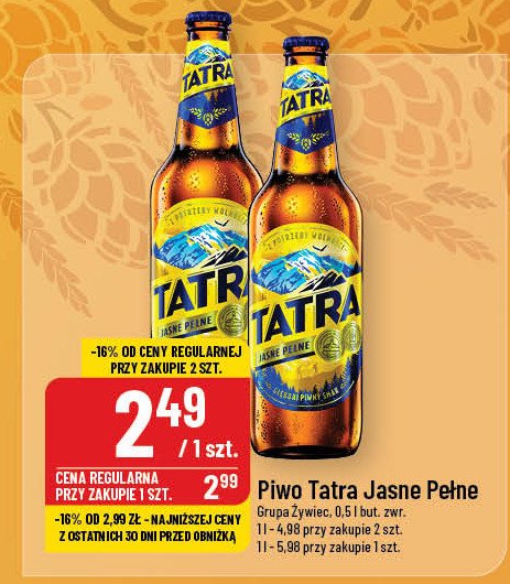 Piwo Tatra jasne pełne promocja w POLOmarket