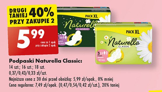 Podpaski higieniczne maxi Naturella classic promocja